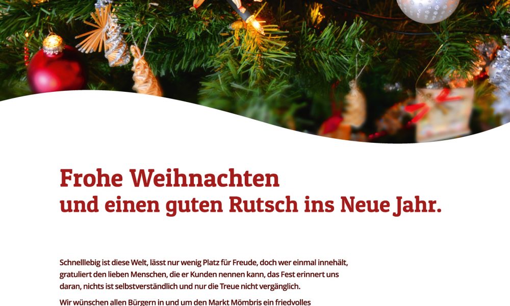 Frohe Weihnachten und einen guten Rutsch ins neue Jahr!